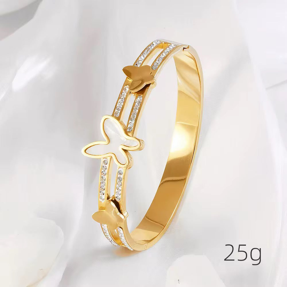 Three butterfly stainless steel bracelet