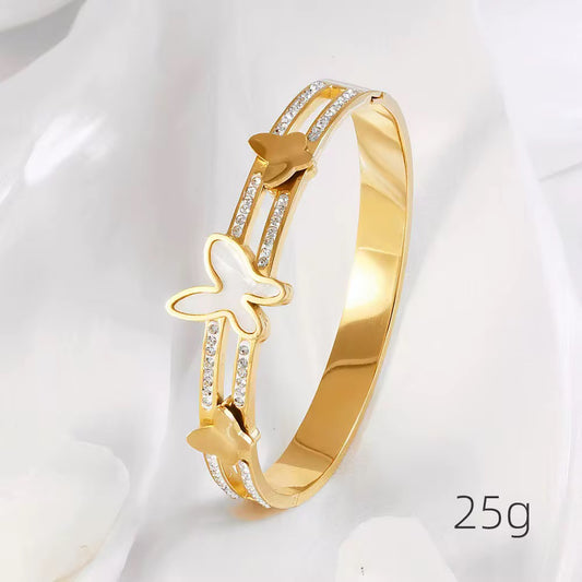Three butterfly stainless steel bracelet