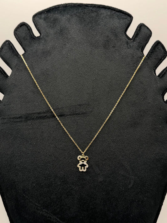 Zirconia Teddy Bear Pendant Necklace