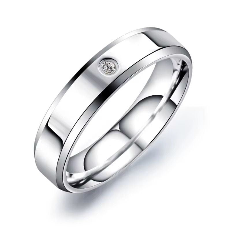 Silver platinum couple ring