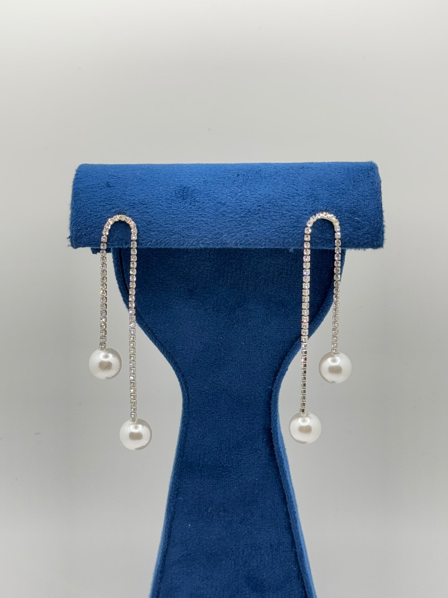 Dazzling Pearl and Diamond Chain Earrings