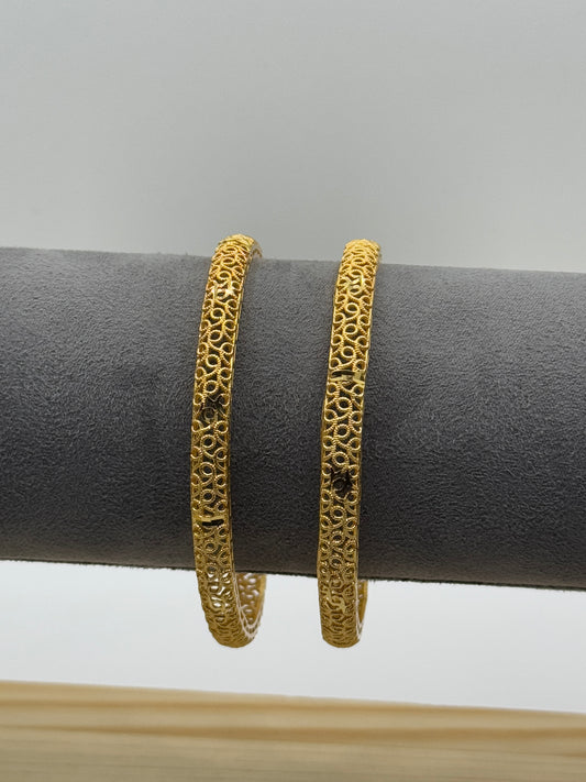 Gold Plated Filigree Bangle Bracelets (Pair)