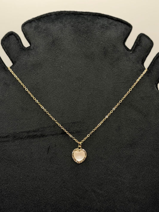 White heart necklace stainless steel