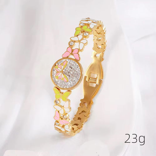 Golden butterfly bangle bracelet