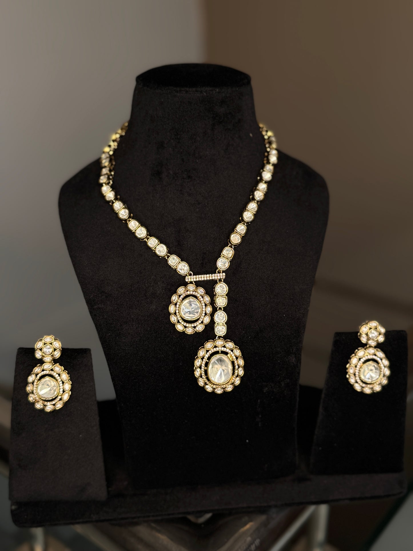 Contemporary Moissanite Drop Necklace Set