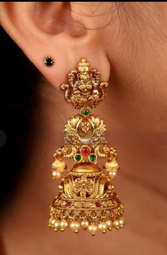 Temple jewellery jhumka earrings