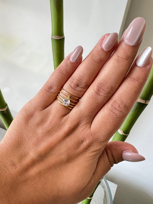 Solitaire Sparkle on Gold Anti Tarnish Ring