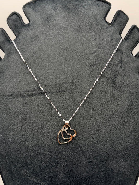 Silver Interlocking Hearts Necklace