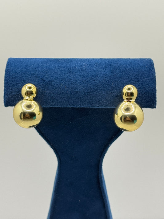 Double Sphere Gold Drop Earrings