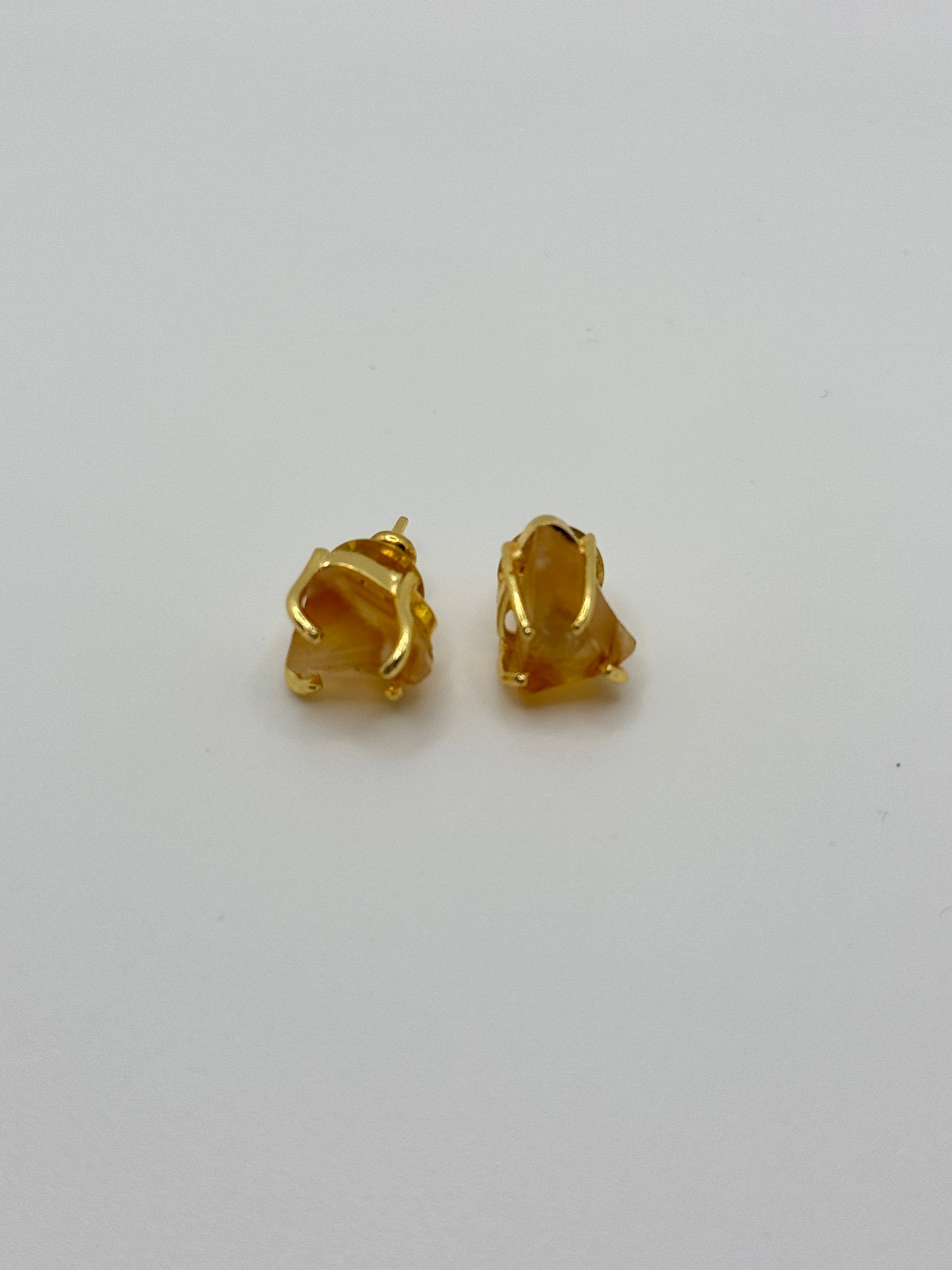 Raw Golden Healer Quartz Gold Stud Earrings