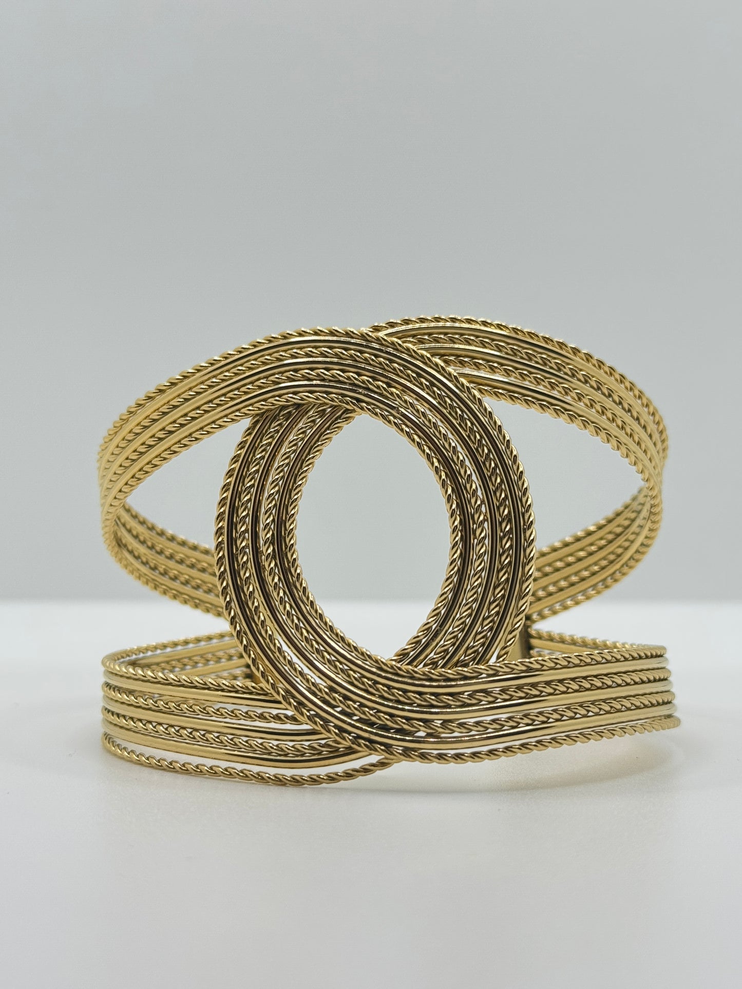 Intertwined Gold Braided Cuff Bracelet