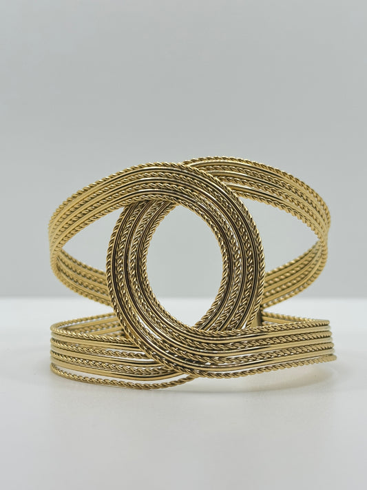 Intertwined Gold Braided Cuff Bracelet