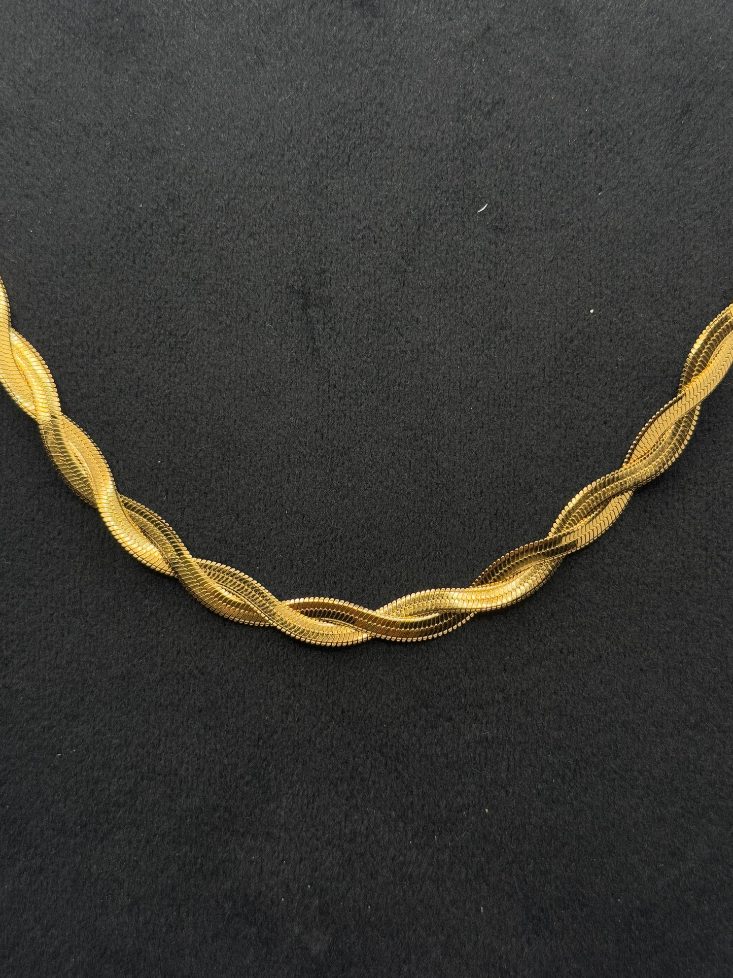 Stylish Gold Braided Herringbone Chain Necklace