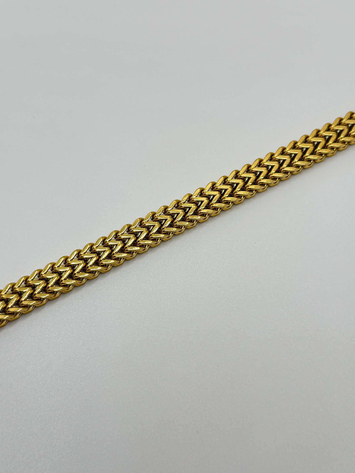 Men's Double Row Gold Herringbone Chain Bracelet