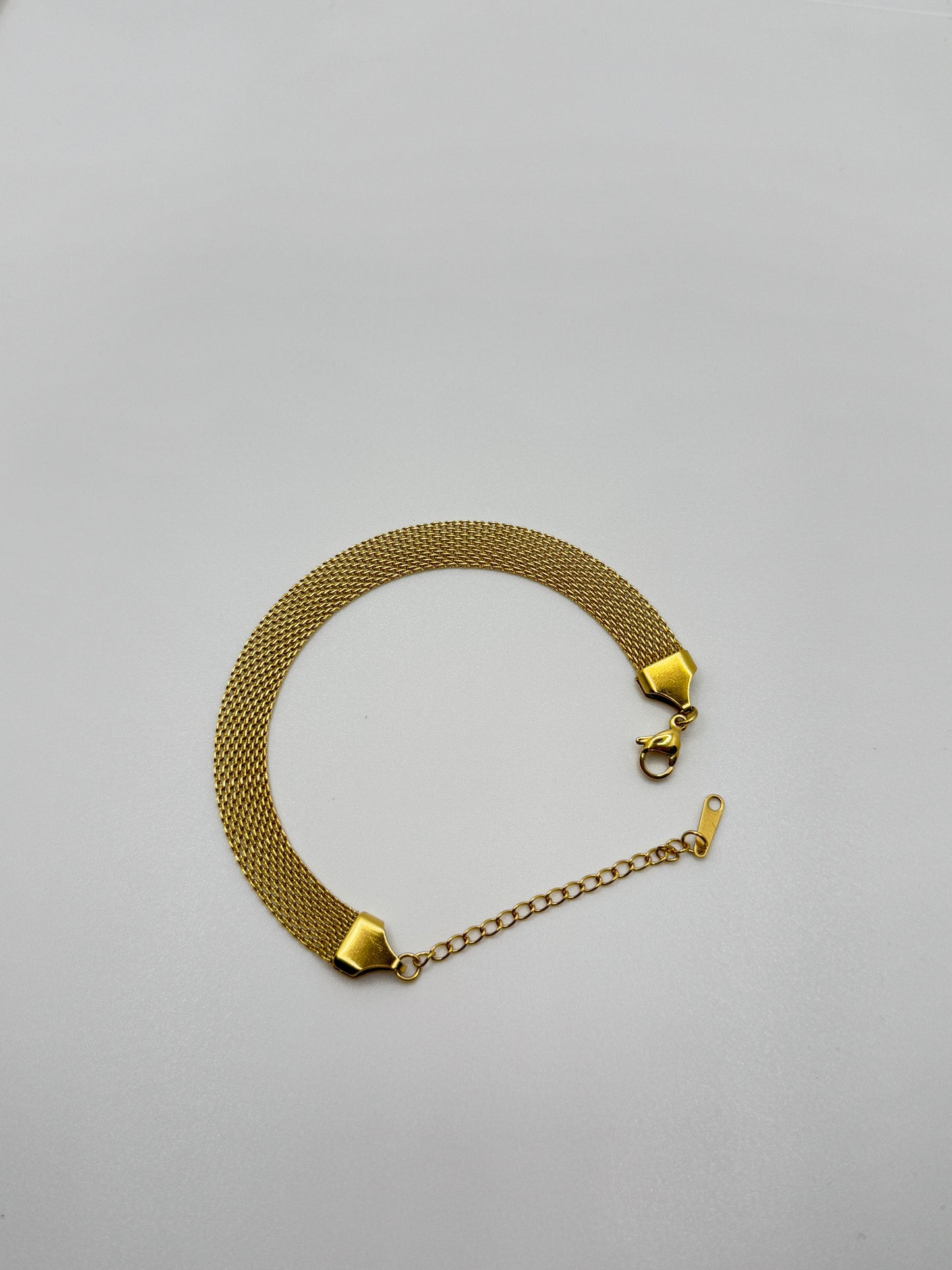 Gold Tone Wide Mesh Men Bracelet