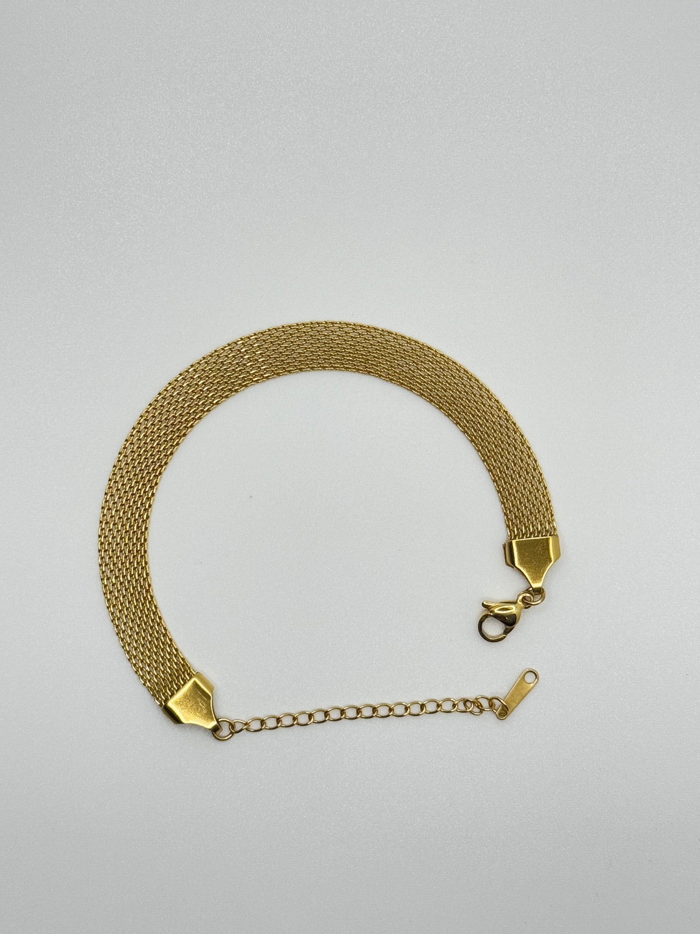Gold Tone Wide Mesh Men Bracelet