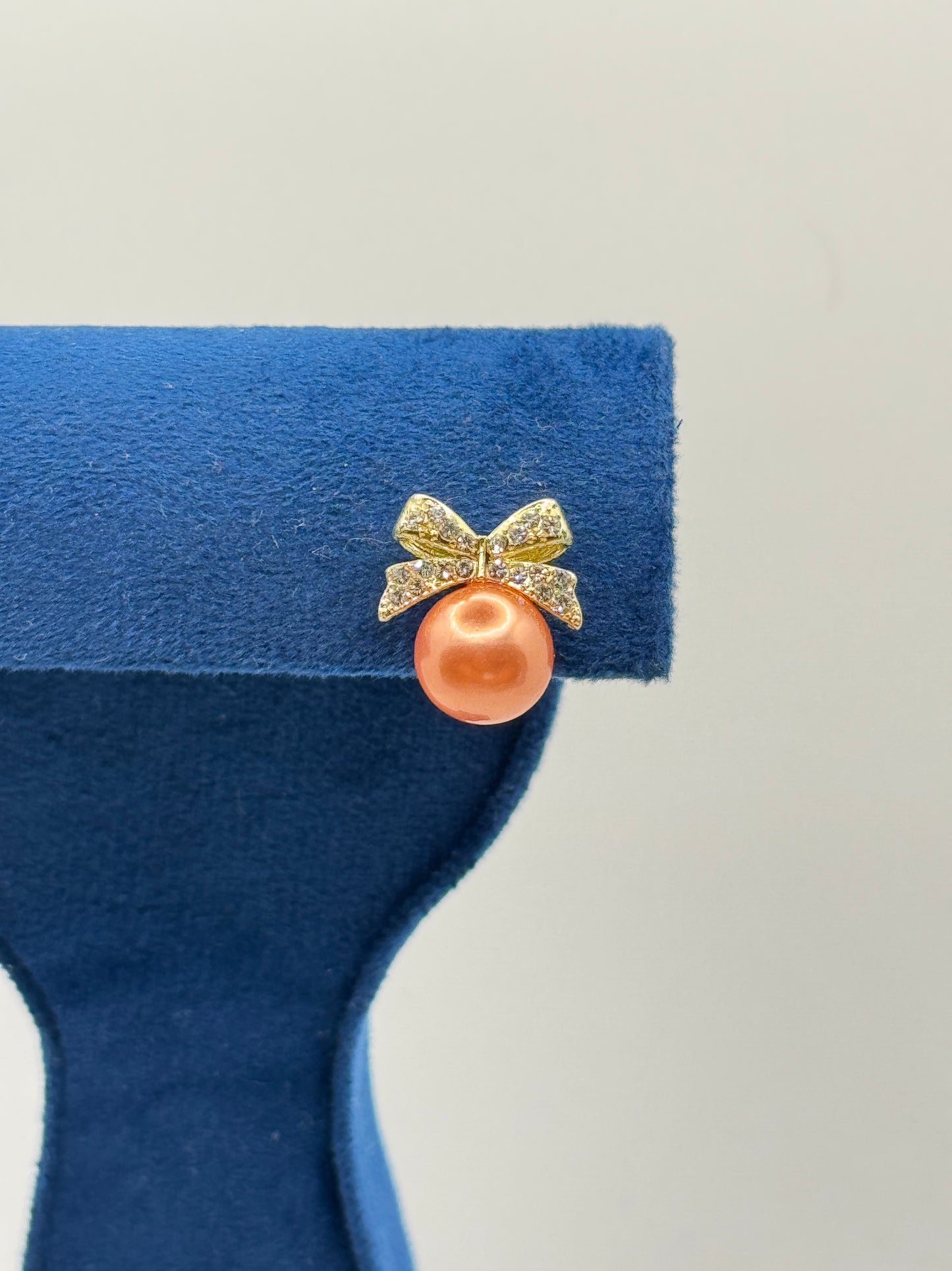 Bow and Pearl Stud Earrings