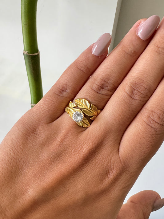 Solitaire Sparkle on Gold Anti Tarnish Ring