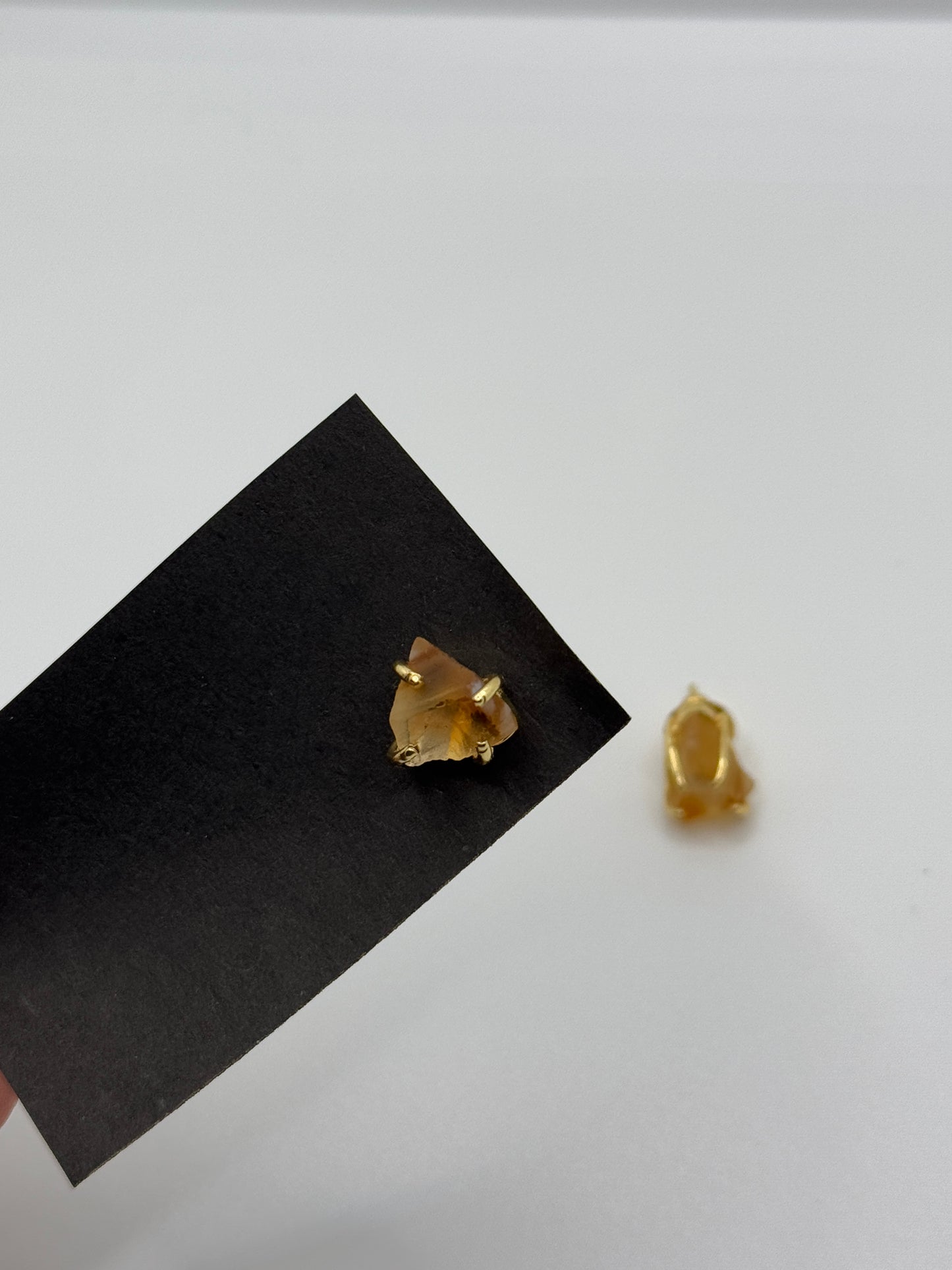 Raw Golden Healer Quartz Gold Stud Earrings