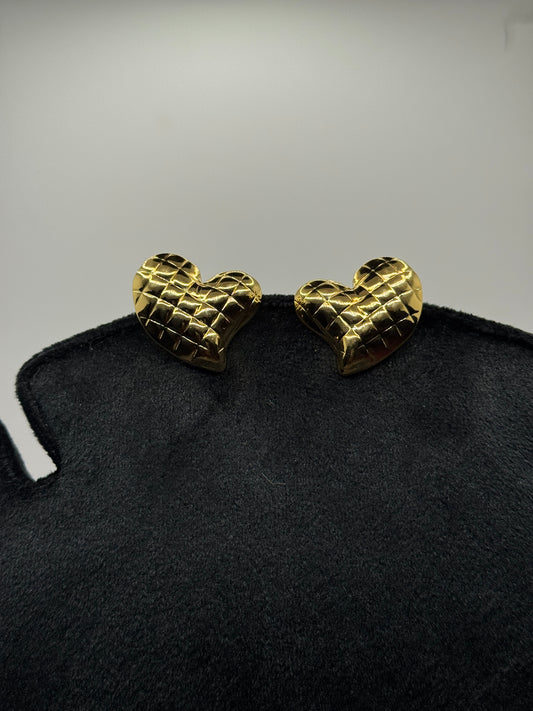 Heart-Shaped Stud Earrings with a Fluted Texture