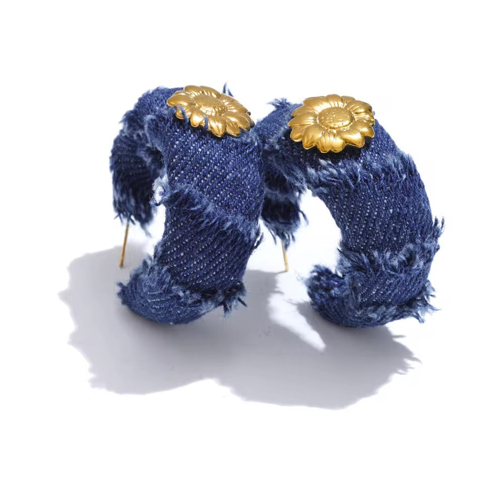Denim blue loop earrings