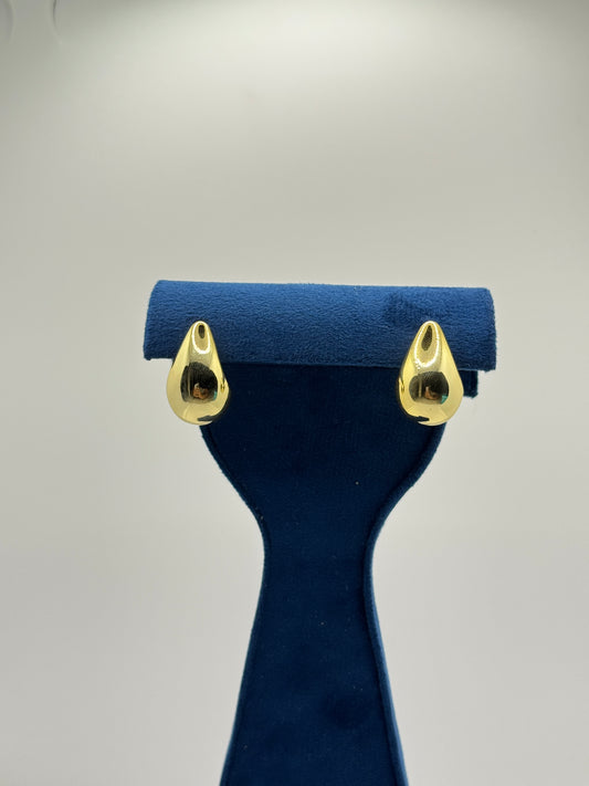 Puffed Teardrop Gold Earrings