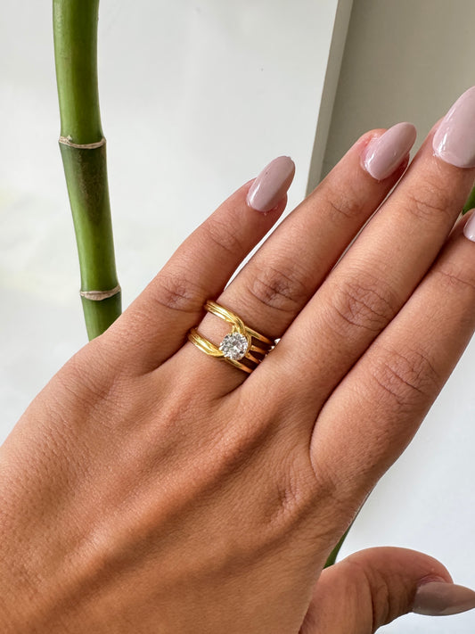 Solitaire Sparkle on Gold Anti Tarnish Ring