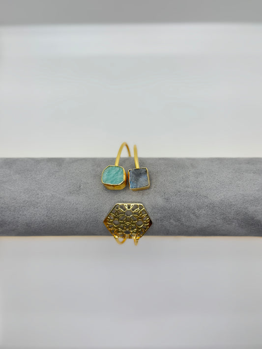 Dual Aura Stone Hex Cuff Bracelet