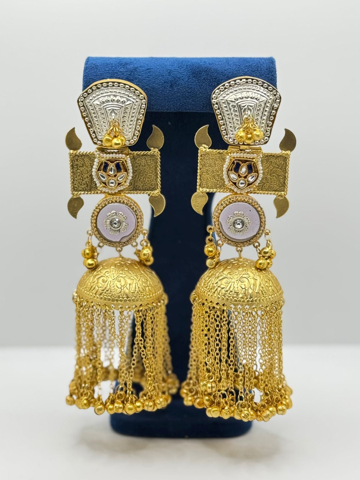Traditional Indian Jhumka Earrings in Gold and Silver Tones