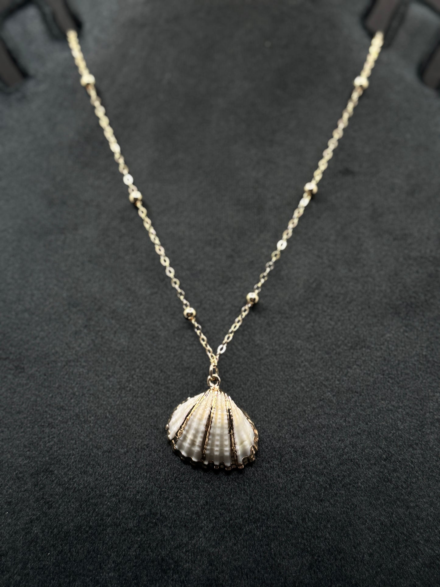 Chic Gold-Tone Seashell Pendant Necklace