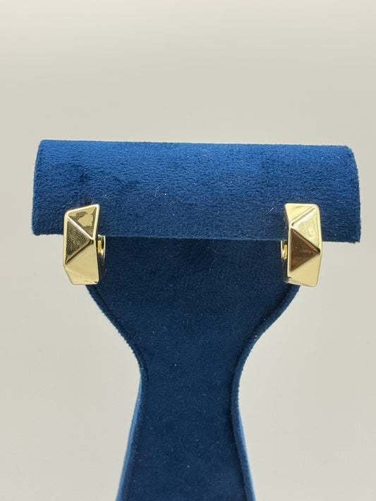 Geometric Gold Faceted Hoop Earrings
