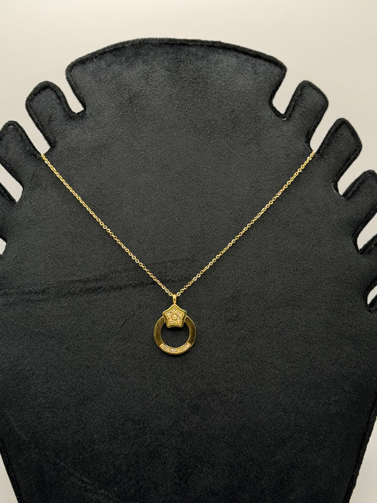 Gold Star and Pave Ring Necklace