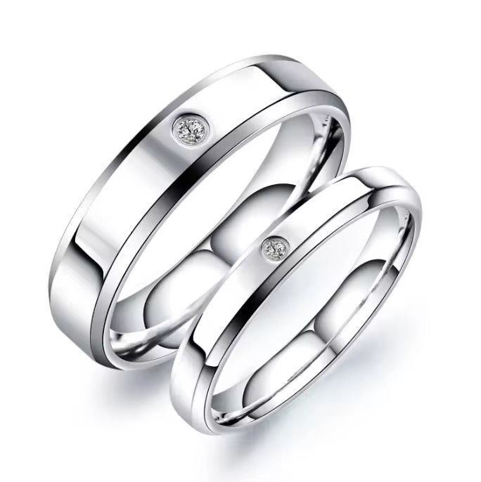 Silver platinum couple ring