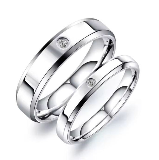 Silver platinum couple ring