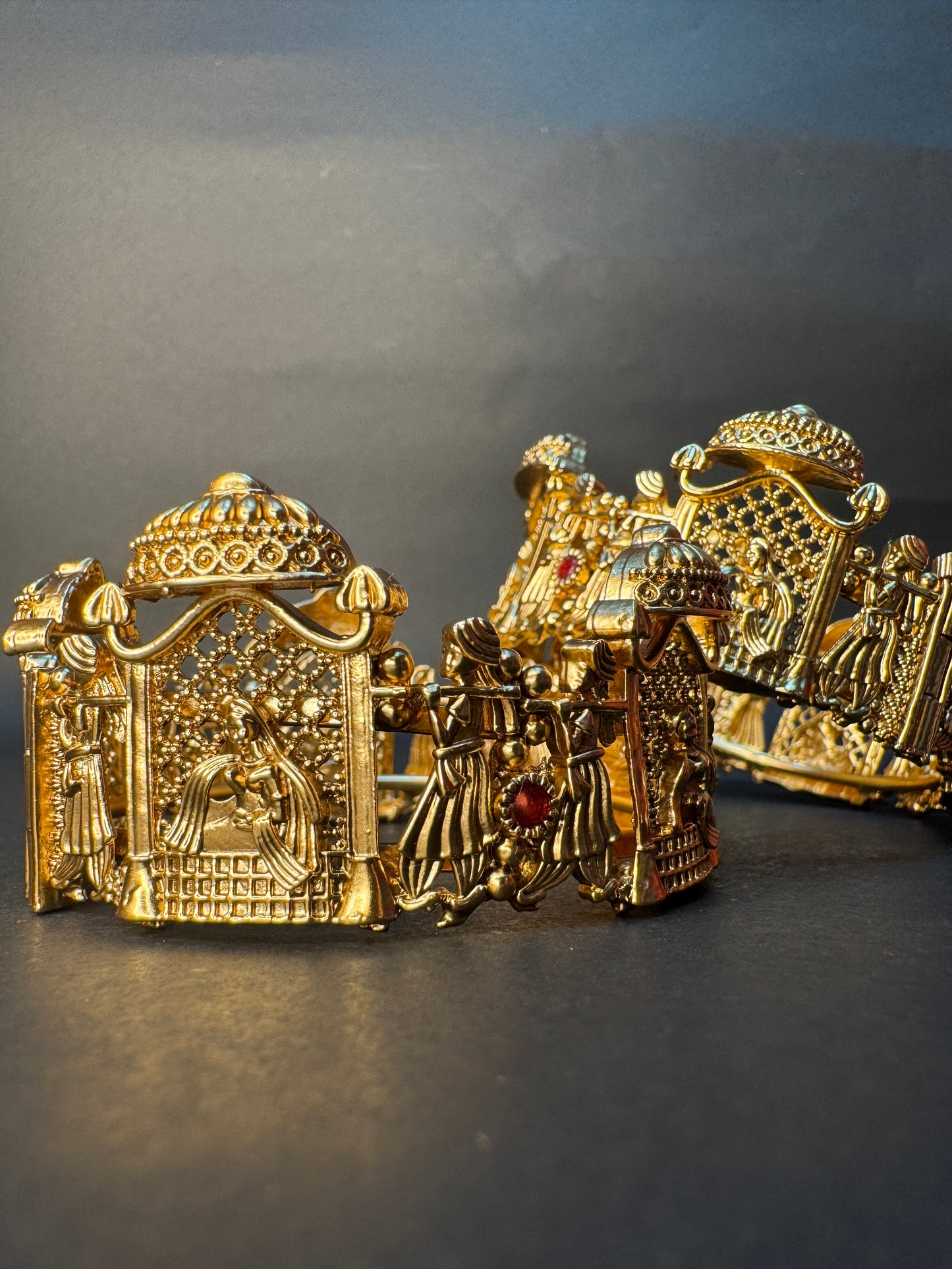 Copper Bangles Set with Marriage theme
