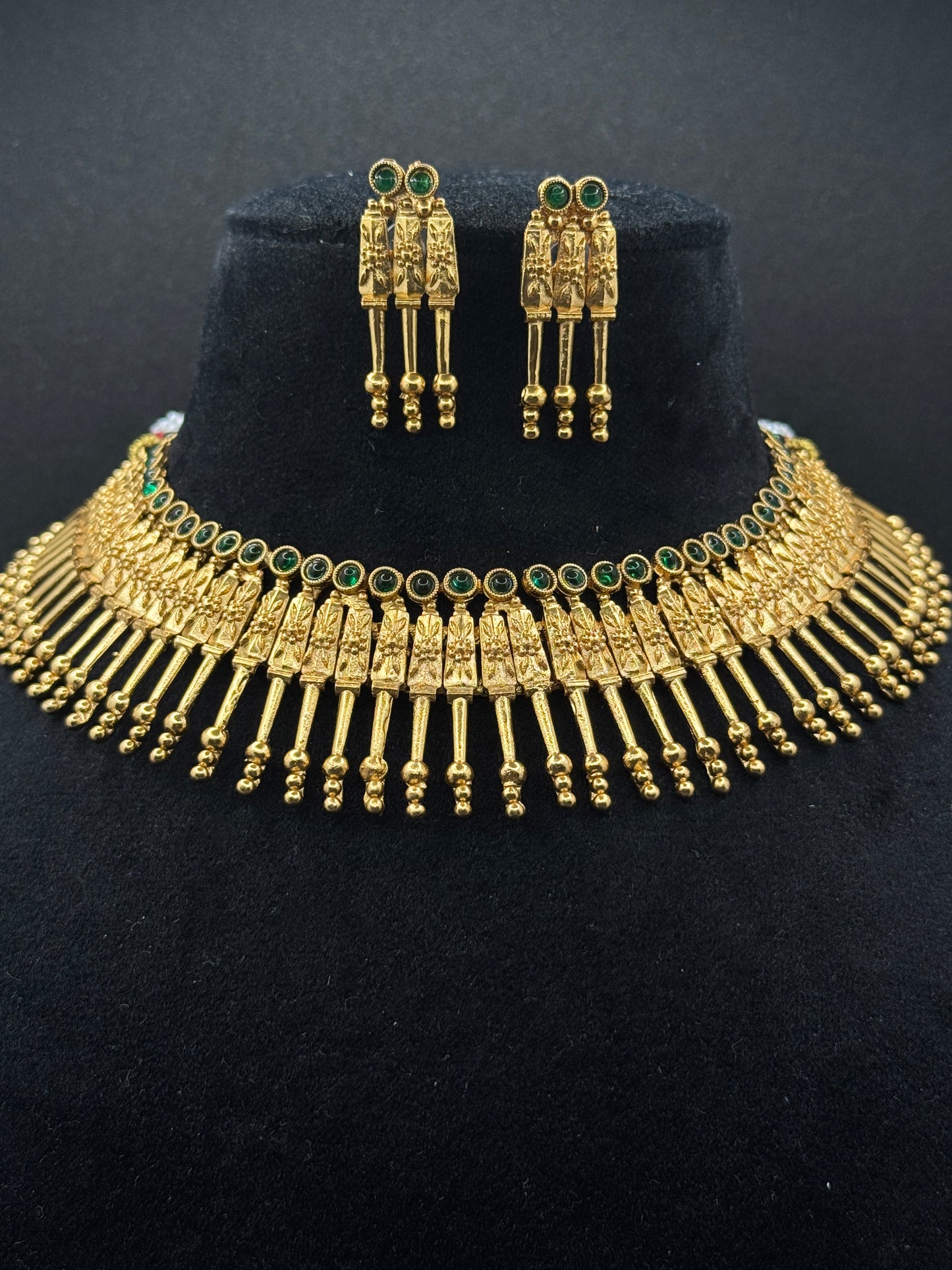 Griiham Gold Plated CZ Stone-Studded Choker Jewellery Set