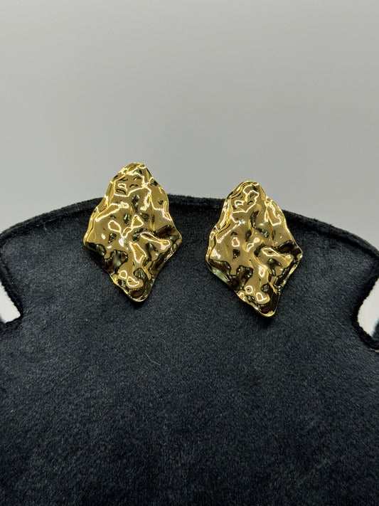 Irregularly Shaped Stud Earrings with a Textured Finish