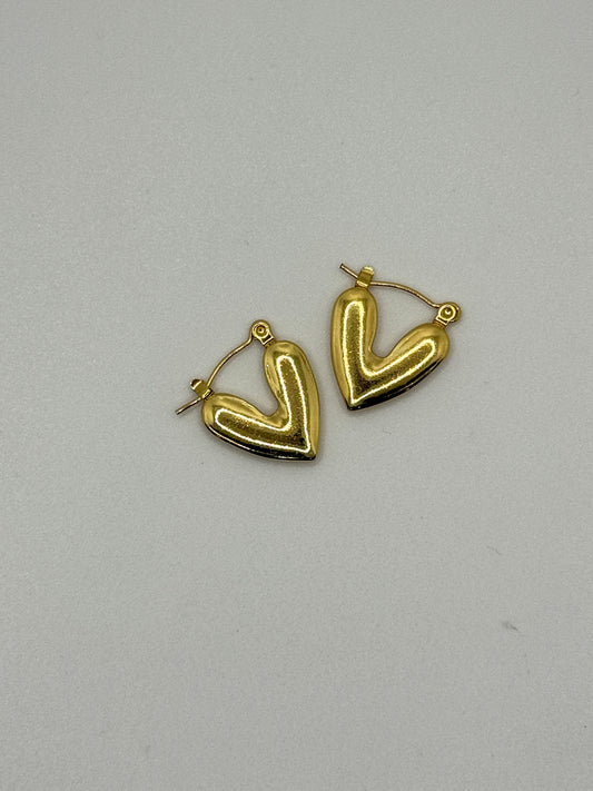 Small Heart-Shaped Hoop Earrings