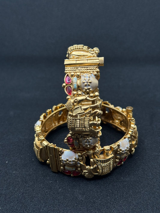 Antique Gold Elephant Design Bangles 2*8