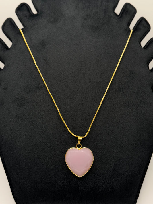 Blush Heart Charm Stone Necklace