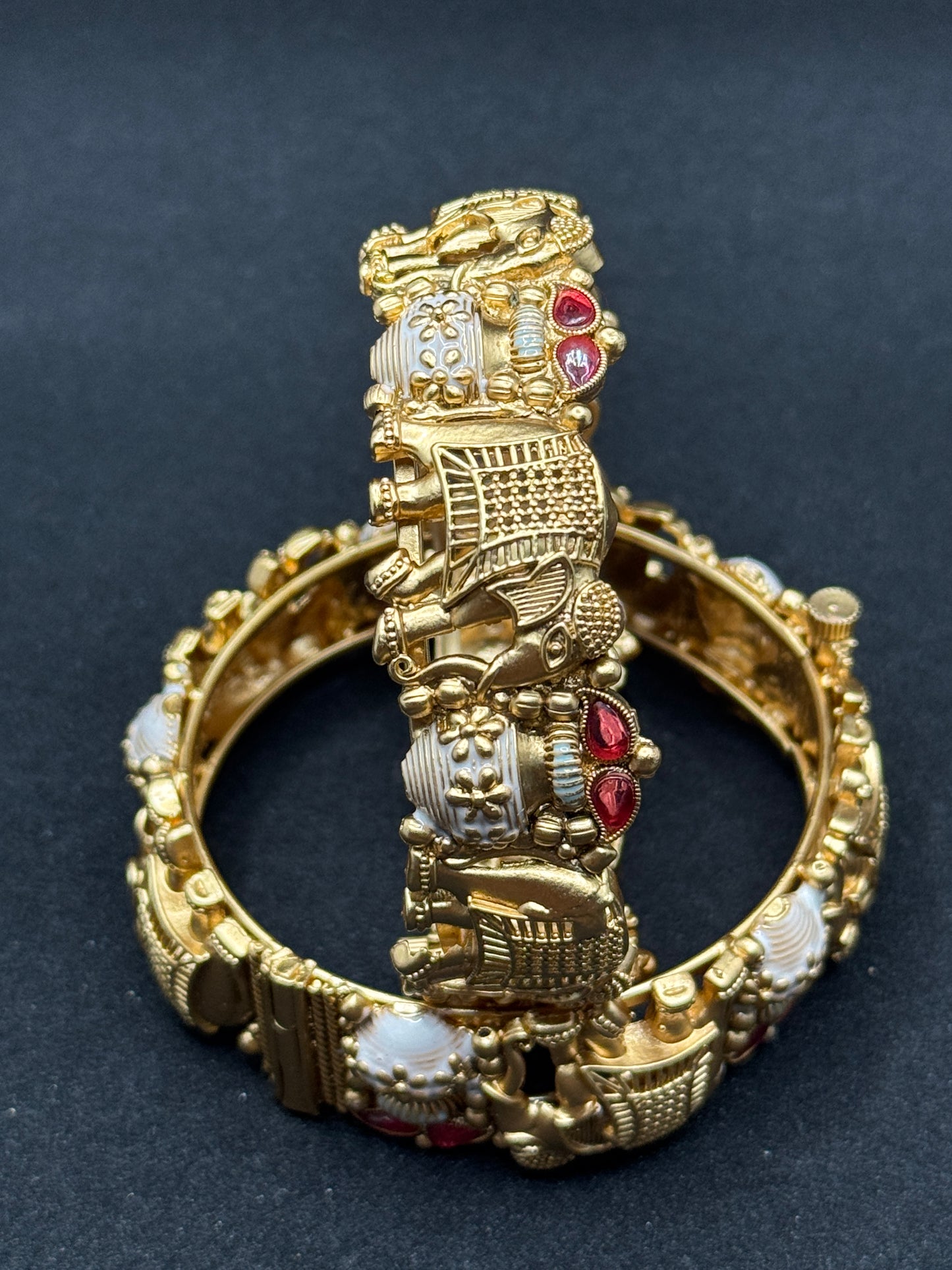 Antique Gold Elephant Design Bangles 2*8