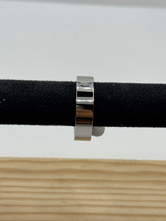 Men's Sterling Silver Band with Baguette Crystal