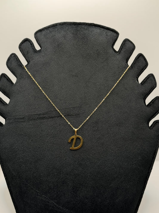 Gold Initial 'D' Pendant Necklace