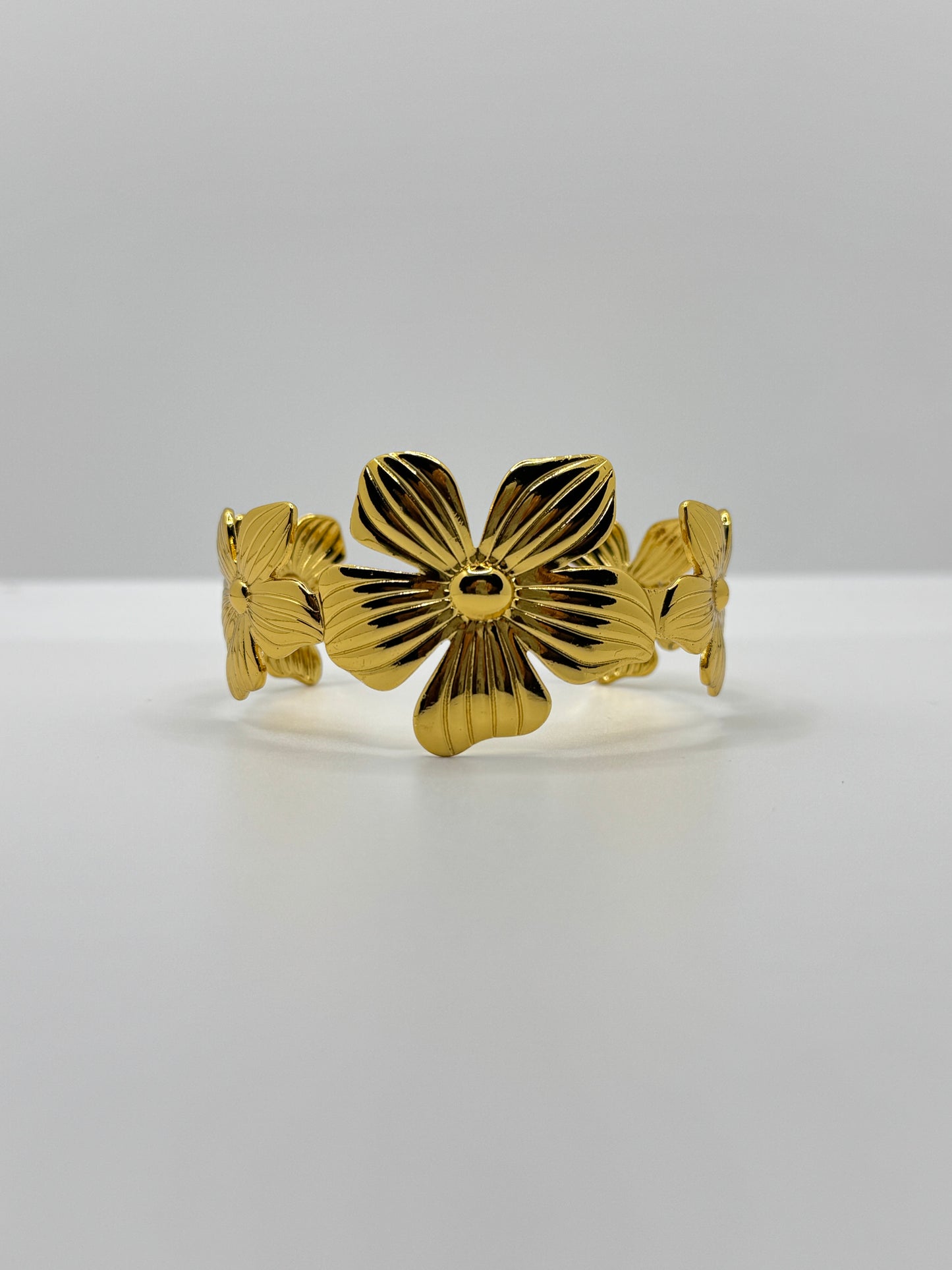 Gold Floral Design Cuff Bracelet