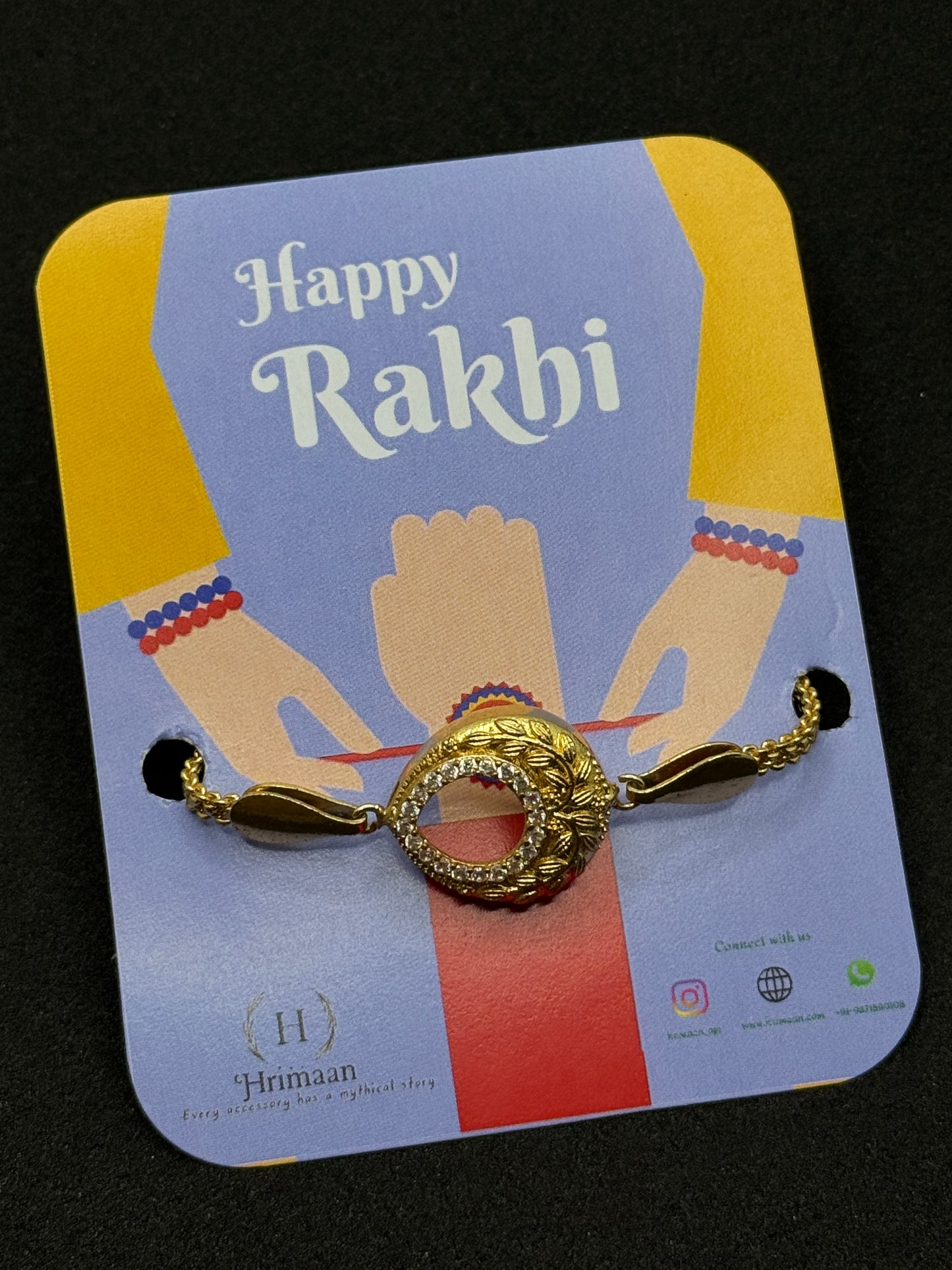Ornate Gold Plated Rakhi with Stone Accents