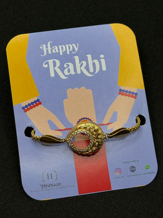 Ornate Gold Plated Rakhi with Stone Accents