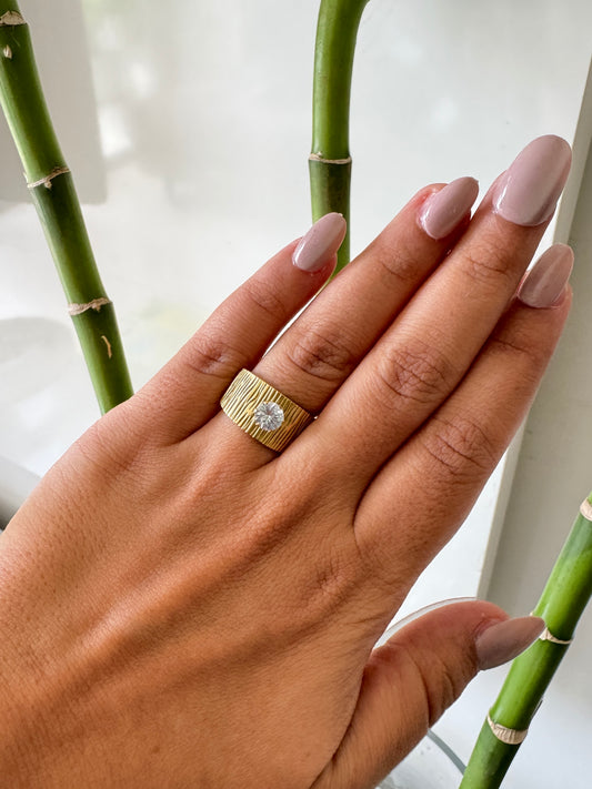 Solitaire Sparkle on Gold Anti Tarnish Ring