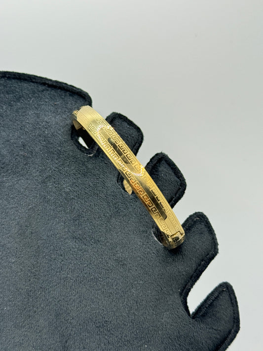 Men's Minimalist Gold Greek Key Pattern Bracelet