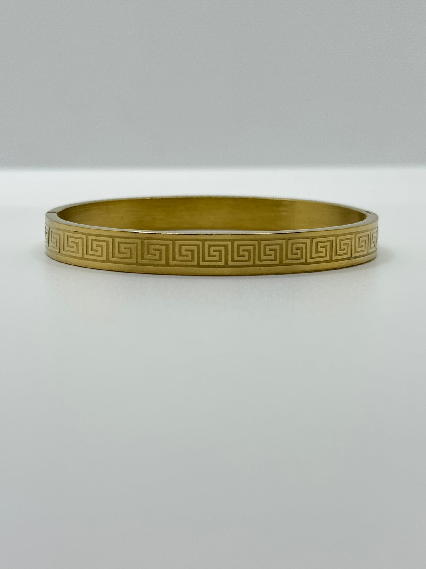 Men's Polished Gold Greek Key Bangle