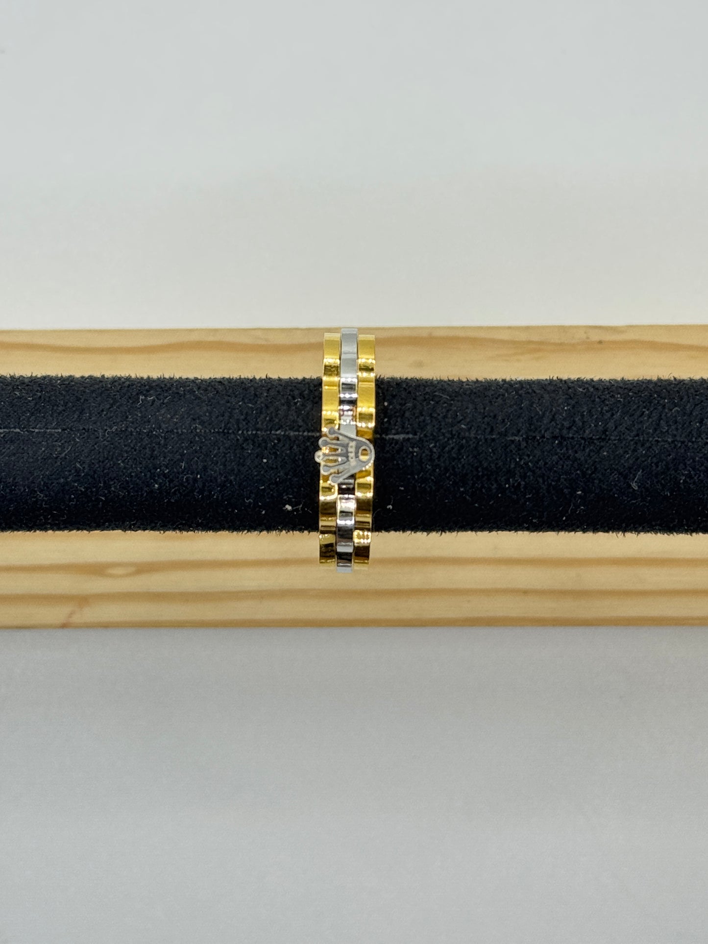 Men's Two-Tone Jubilee Style Ring with Crown Detail